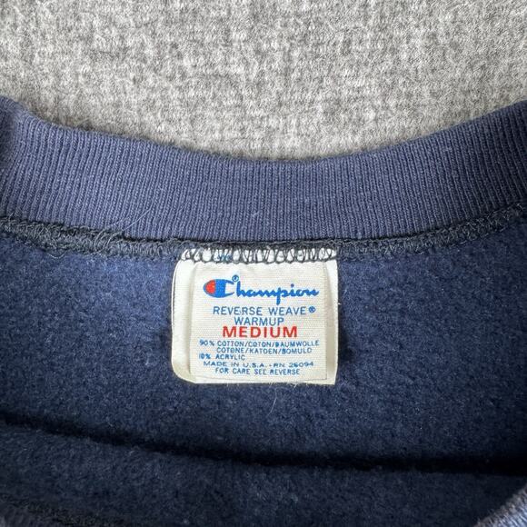 Vintage Champion Sweatshirt Men’s M Blue Reverse Weave Warm Up Blank USA 80s - Picture 4 of 8